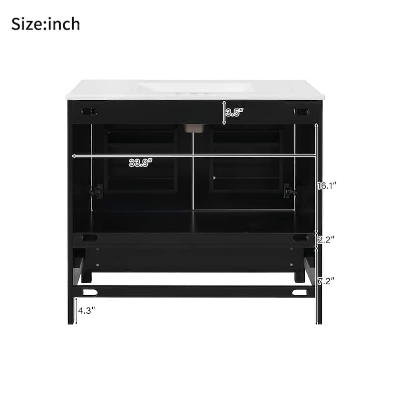 Modern Bathroom Vanity with Ceramic Sink and Abundant Storage Options