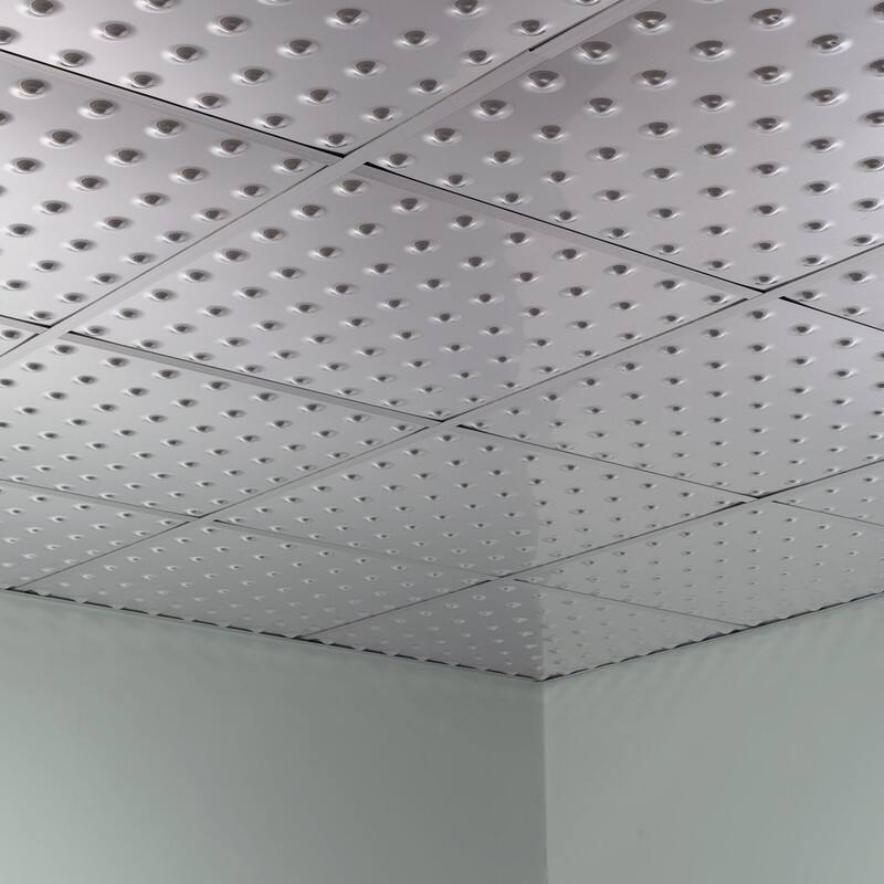 FASÄDE Dome Decorative Vinyl 2ft x 2ft Lay in Ceiling Panel in Brushed Aluminum (5 Pack)