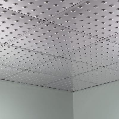 FASÄDE Dome Decorative Vinyl 2ft x 2ft Lay in Ceiling Panel in Brushed Aluminum (5 Pack)
