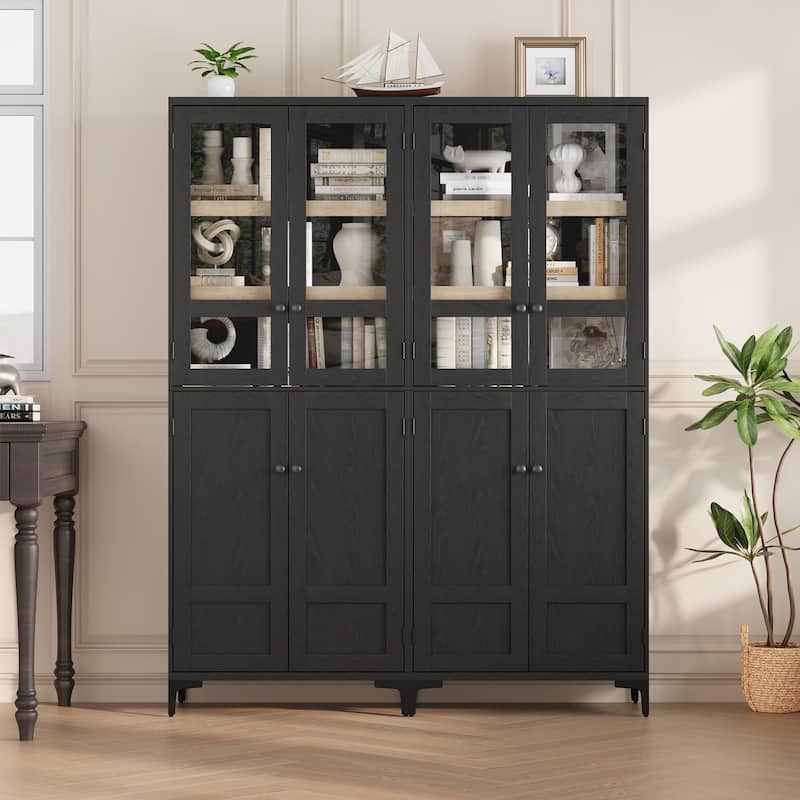 71" Tall Storage Cabinet, Kitchen Pantry Cabinet 5 Tier Bathroom Cabinet with 4 Doors Adjustable Shelves for Kitchen