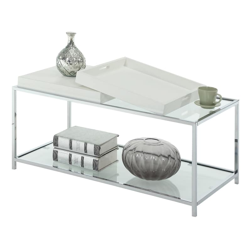 Convenience Concepts Palm Beach Coffee Table with Shelf and Removable Trays
