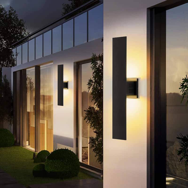 23.6 in. Modern Black Outdoor Wall Lights Dimmable Linear Integrated LED Wall Sconce - 4.7 in. W x 23.6 in. H x 2.3 in. D