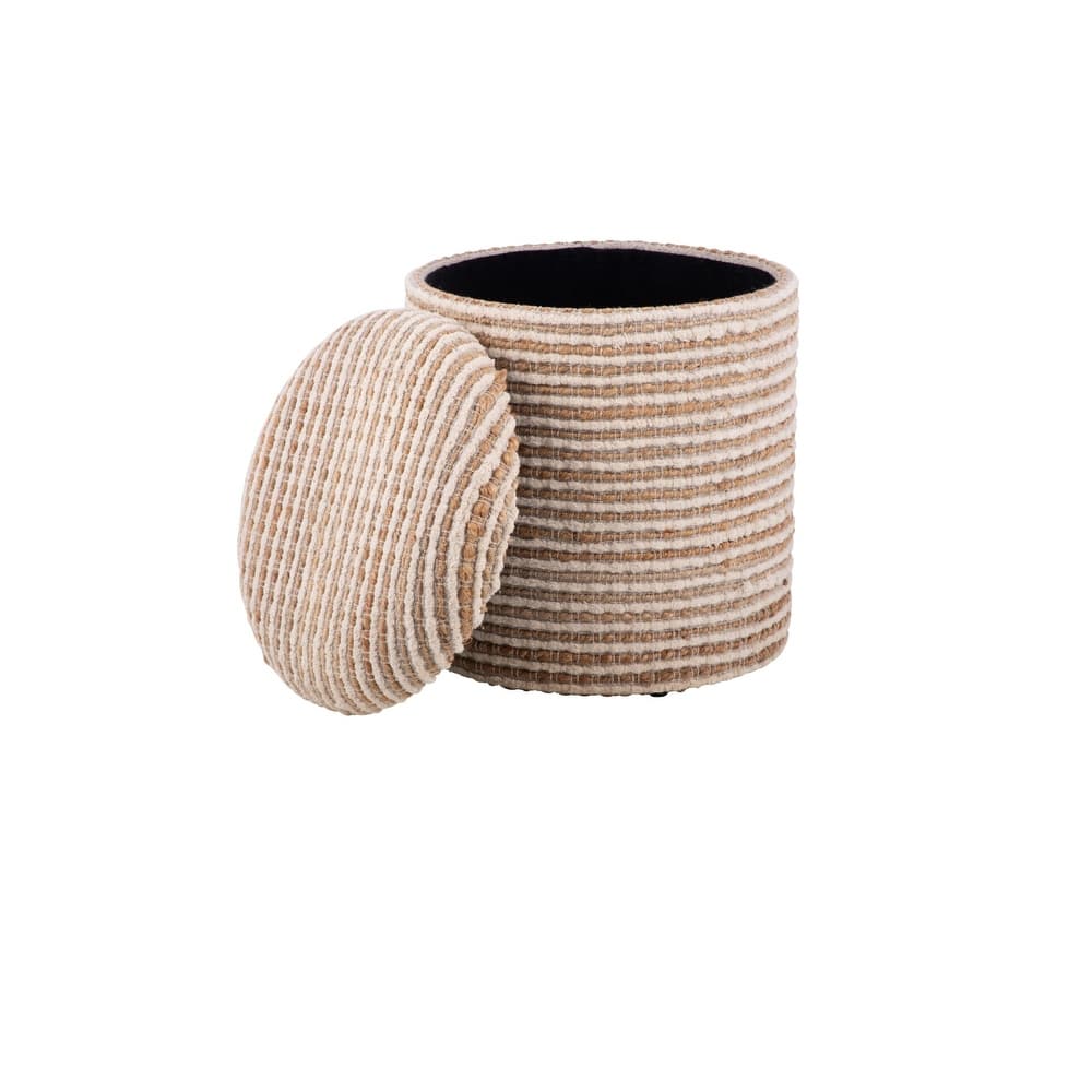 Handwoven Fabric Storage Ottoman