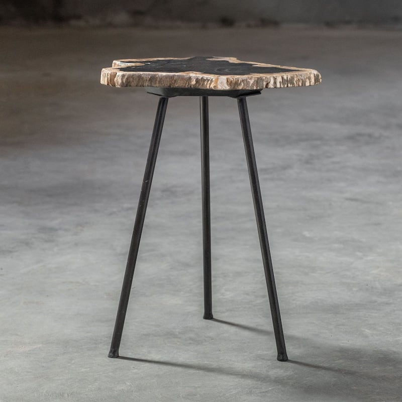 Uttermost Mircea 16" Wide Cross Section Petrified Wood Accent Table by