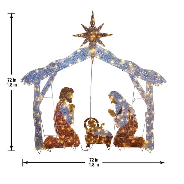 National Tree Company 6 ft. Nativity Christmas Scene with Clear Lights - White