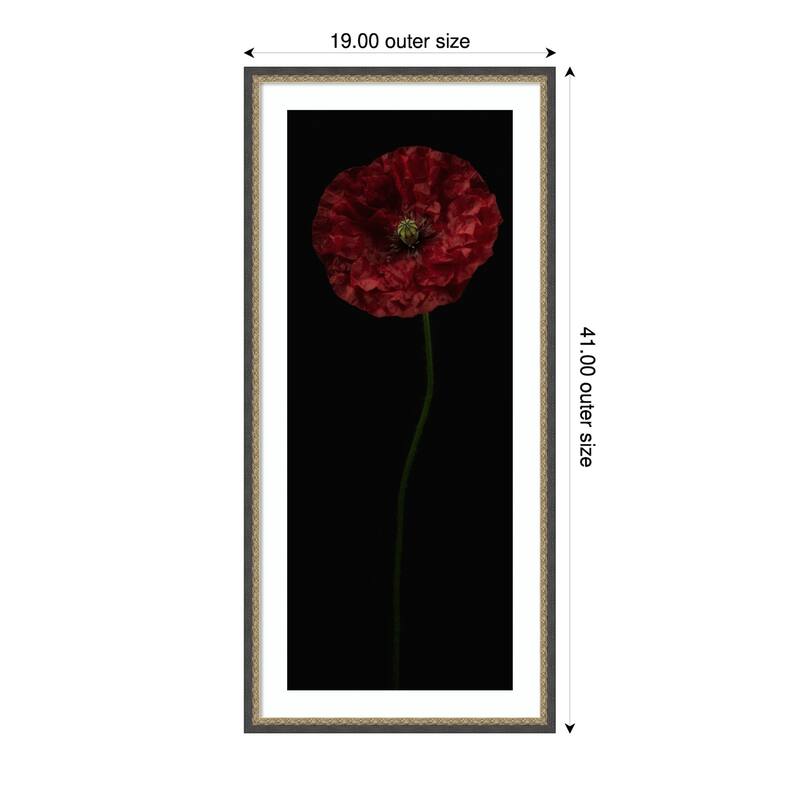 Long-stemmed by Lotte Gronkjar Wood Framed Wall Art Print - Bronze - 19 x 41 in - Matted