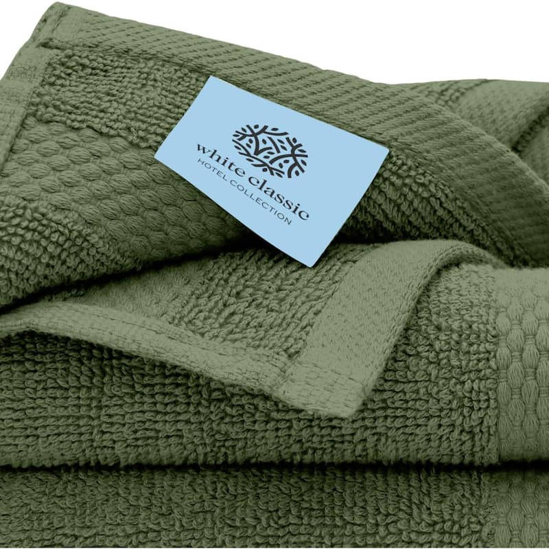 White Classic Luxury Cotton Washcloth 13x13 - Set of 12