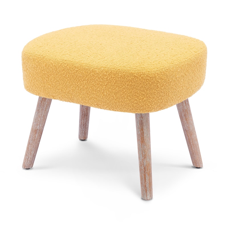 Boucle Polyester Upholstered Ottoman - Stain Resistant