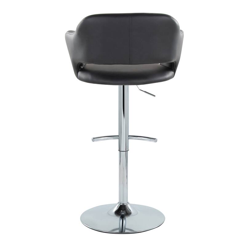 Porch & Den Vallen Adjustable Faux Leather Bar Stool with Rounded T Footrest (Set of 2)