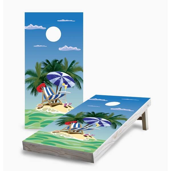 slide 2 of 7, Small Island Cornhole Game (Choose Wraps or Boards) 2x4 Boards (24" x 48") - Include ALL Accessories