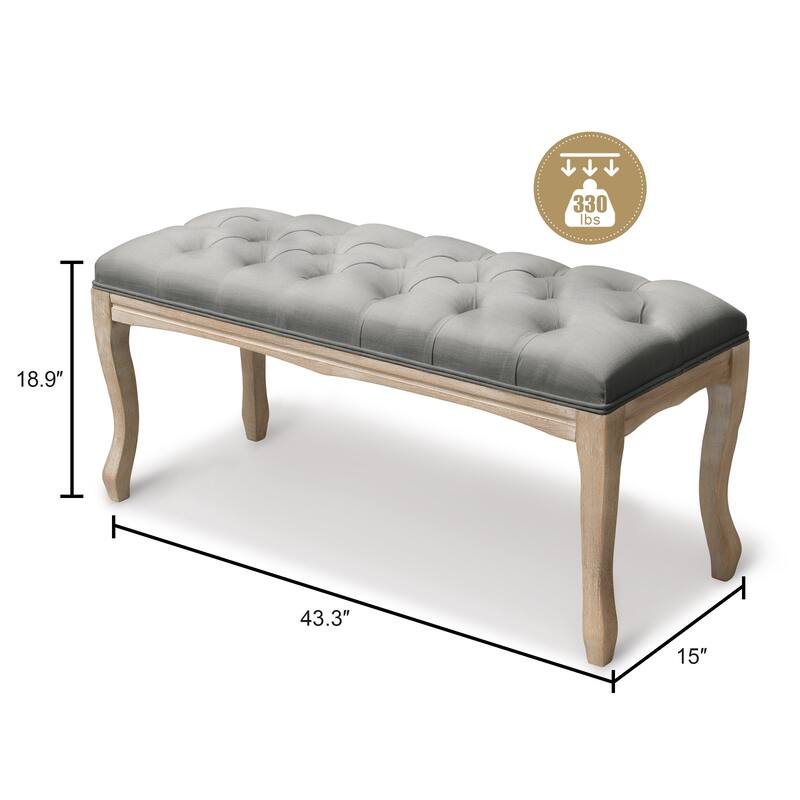 Wooden Upholstered Transitional Tufted Ottoman Bench