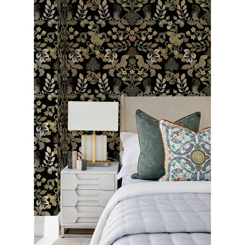 Scott Living Getty Black Jungle Damask Wallpaper