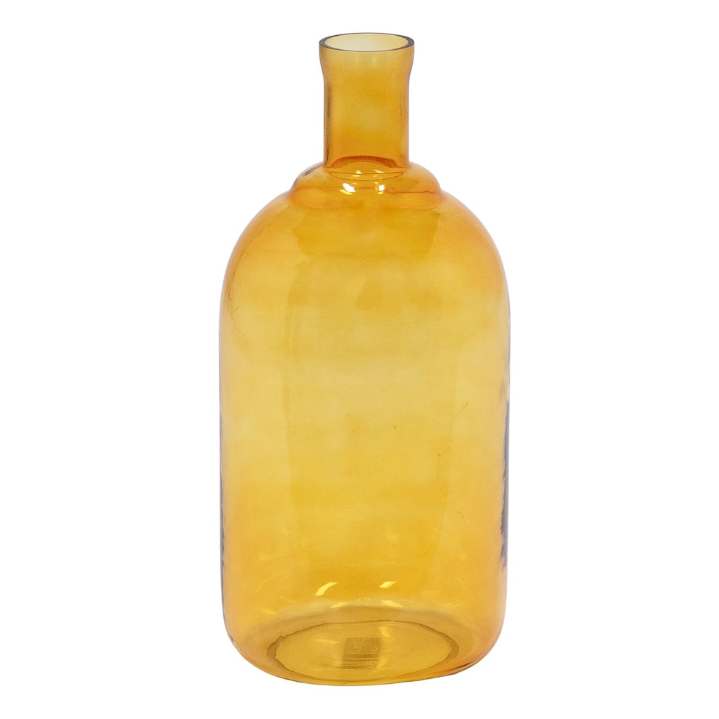 Amaret Transluscent Glass Bottle Shaped Vase with Tapered Neck, Yellow