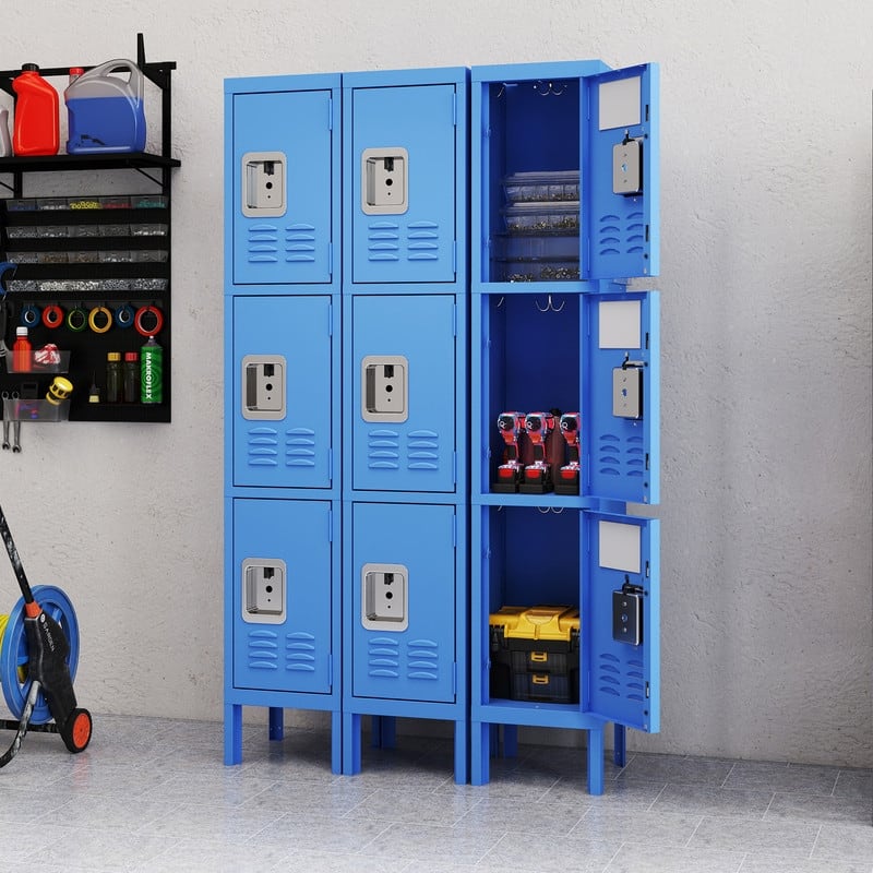 66"H Metal 3 Door Storage Locker for Employees, Gym, Garage