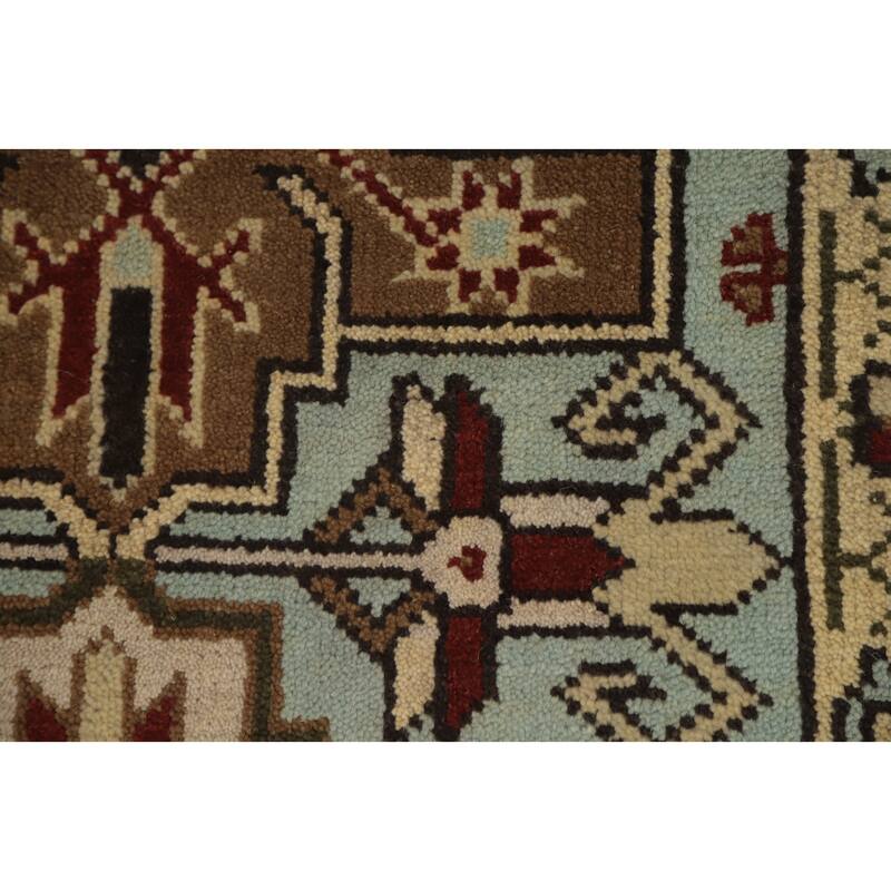 Hand Knotted Oriental 100% Wool Carpet Traditional Geometric Navy Blue & Blues Kazak Runner Rug - 7' 11'' X 2' 6''