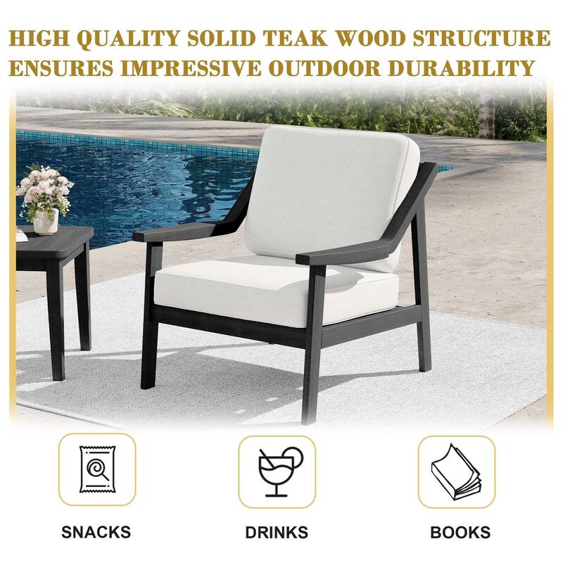 Outdoor Patio Club Chair Arm Lounge Cushion Chair (Set of 2)