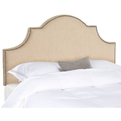 Safavieh Hallmar Hemp Linen Upholstered Arched Headboard - Brass Nailhead (Full)