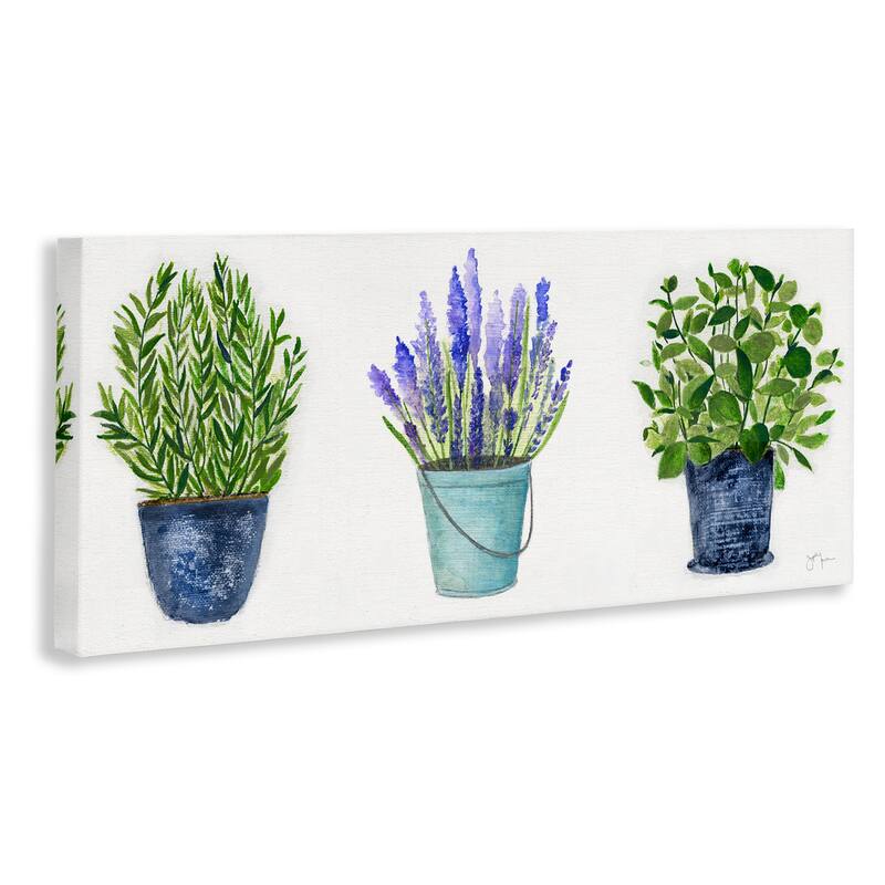 Stupell Varied Potted Plants Herbs Country Botanical Farmhouse Canvas Wall Art, Design by Janet Tava