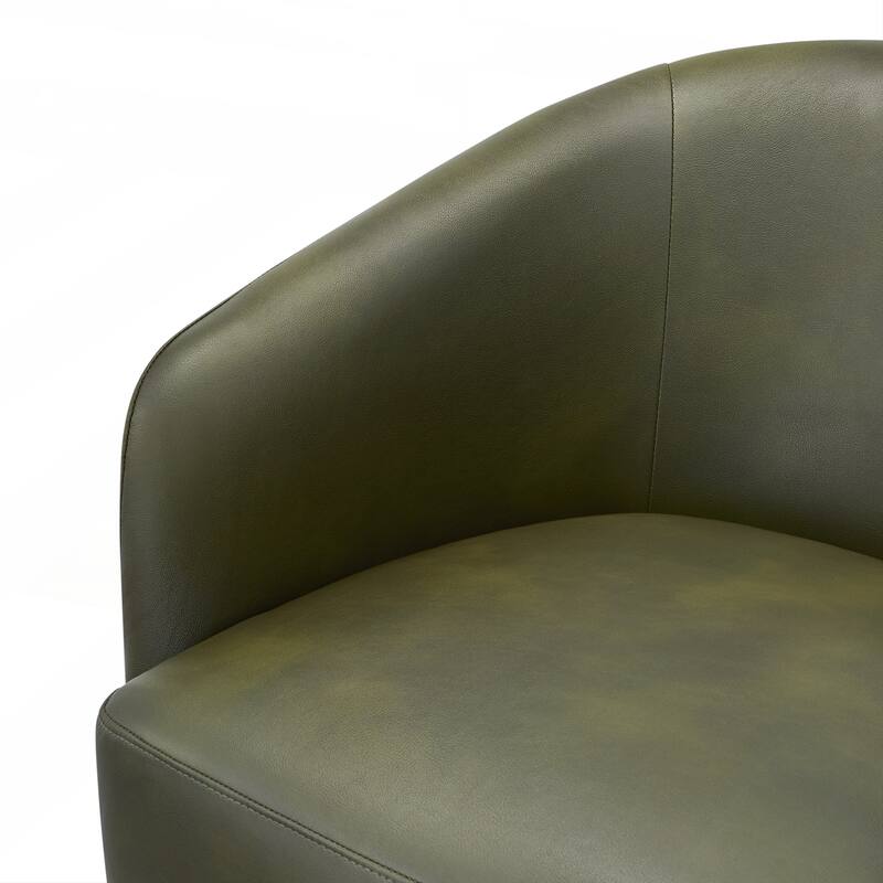 Faux Leather Swivel Barrel Chair