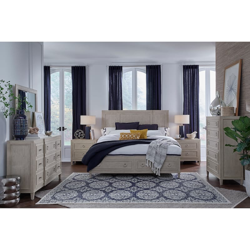 Magnussen Home Sheridan Limestone Drawer Dresser with Landscape Mirror