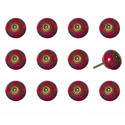 HomeRoots 1.5" x 1.5" x 1.5" Ceramic/Metal Multicolor 12 Pack Knob - 1.5" x 1.5" x 1.5"