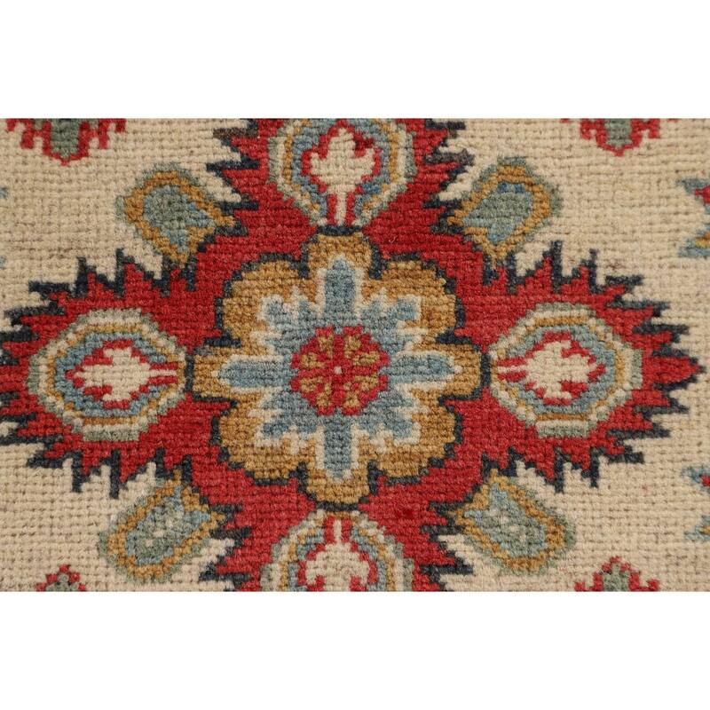 Geometric Kazak Runner Rug Hand-Knotted Wool Carpet - 2'1" x 5'10"