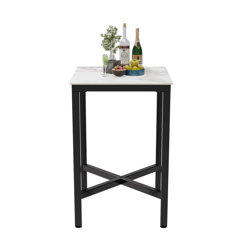 Square Cocktail Pub Bar Table Sintered Stone Tabletop - 28"W x 28"D x 42"H