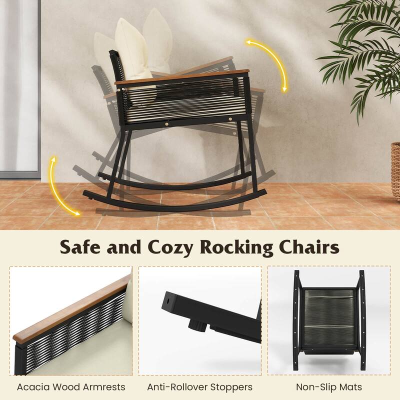 Costway 3 PCS Outdoor Rocking Bistro Set with 2-Tier Coffee Table, - See Details