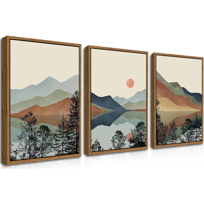 Sun Forest Abstract Nature Landscape Artwork Wall Decor - 16 x 24