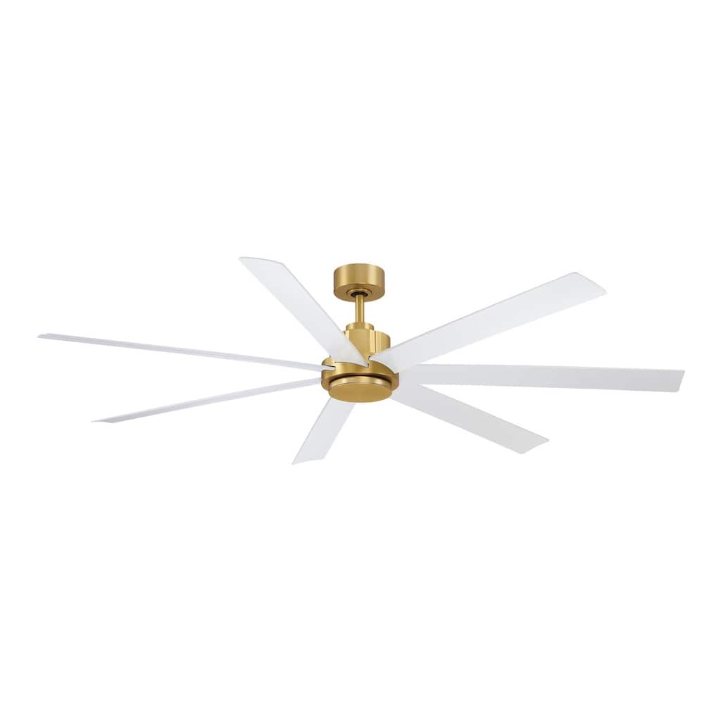Fanimation Pendry 72 inch Indoor/Outdoor Smart Ceiling Fan with Remote - Brushed Satin Brass & Matte White
