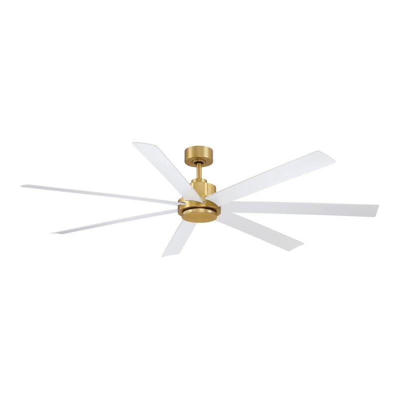 Fanimation Pendry 72 inch Indoor/Outdoor Smart Ceiling Fan with Remote - Brushed Satin Brass & Matte White
