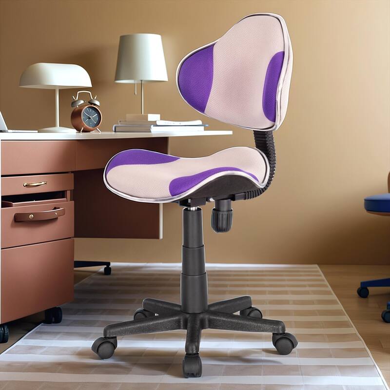 JJS Ergonomic Mesh Office Chair Adjustable Lumbar Support Computer Desk Chair - PURPLE/GREY