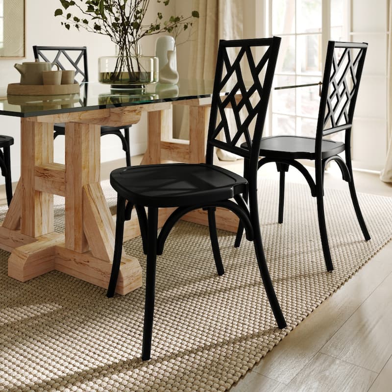 Commercial Solid Wood Stackable Dining Chair with Intricate Back Detail - 19.75"D x 17.25"W x 35.5"H