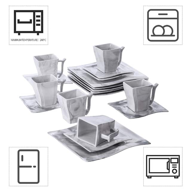 MALACASA Flora Porcelain Dinnerware Set (Service for 6)