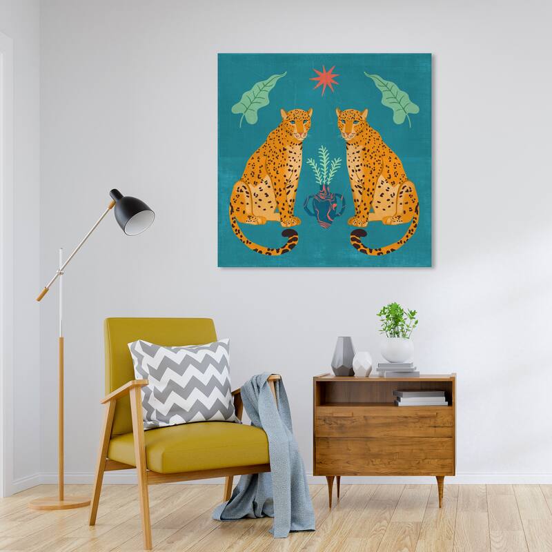 Wynwood Studio Canvas Animals Felina s own reflection Blue and Teal Modern & Contemporary Wall Art Canvas Print - 30 x 30