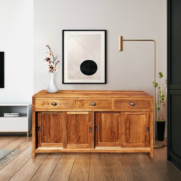 Chic Teak Waxed Teak Wood Rhone Buffet/Media Center, Medium. Opens flyout.