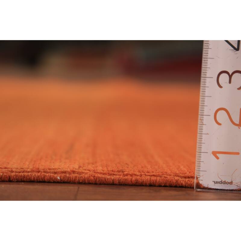 Orange Gabbeh Modern Area Rug Hand-Knotted Stripe Wool Carpet - 4'11" x 6'8"