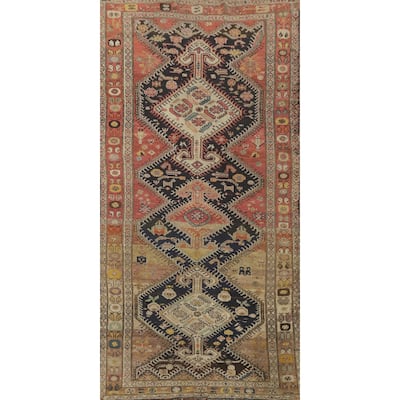 Hand Knotted Oriental 100% Wool Carpet Traditional Tribal Multi-Colored Shiraz Runner Rug - 9' 7'' X 4' 3''