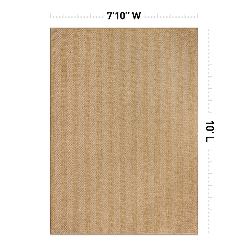 Herringbone Stripe Reversible Jute-Look Indoor/Outdoor Rug Reversible, Easy-Care Indoor/Outdoor Rug with Natural Fiber Look