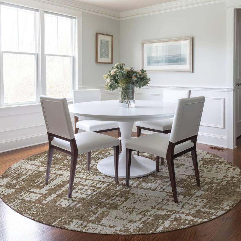 Machine Washable Indoor/ Outdoor Chantille Abstract Solid Rug