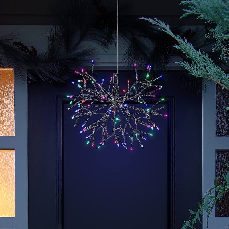 Alpine Corporation 16"H Indoor Holiday 3D Snowflake Hanging Ornament with LED Lights