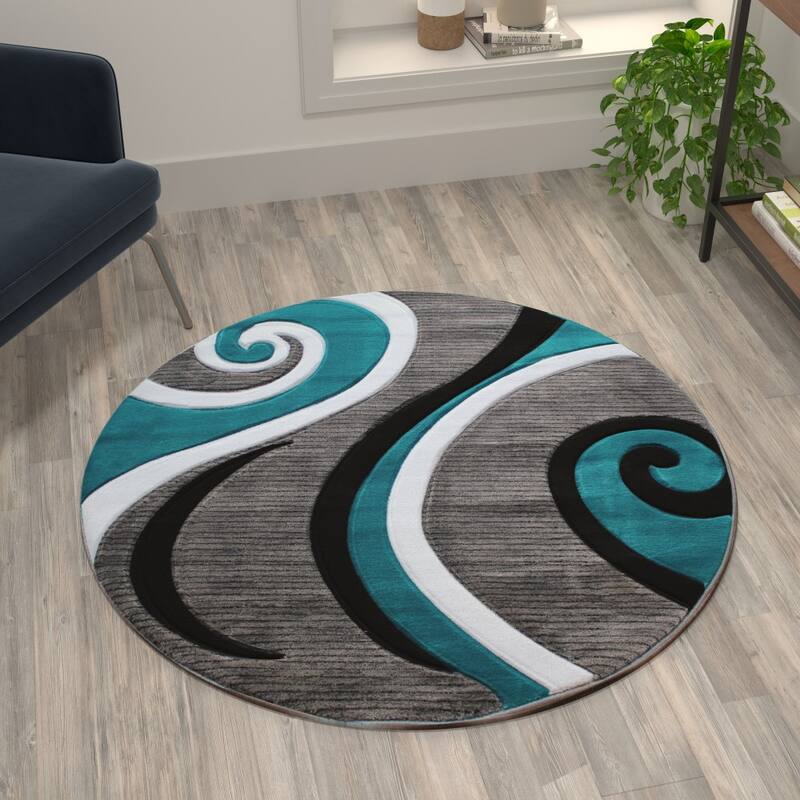 Modern High-Low Sculpted Swirl Design Abstract Area Rug