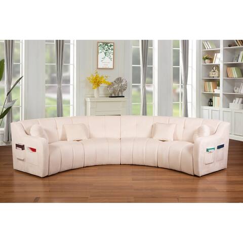 Velvet Curved sofa 4 Seats Symmetrical Modular Corner Sectional Round couches - 153''