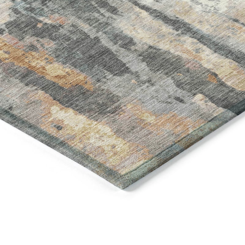 Machine Washable Indoor/ Outdoor Abstract Modern Chantille Rug