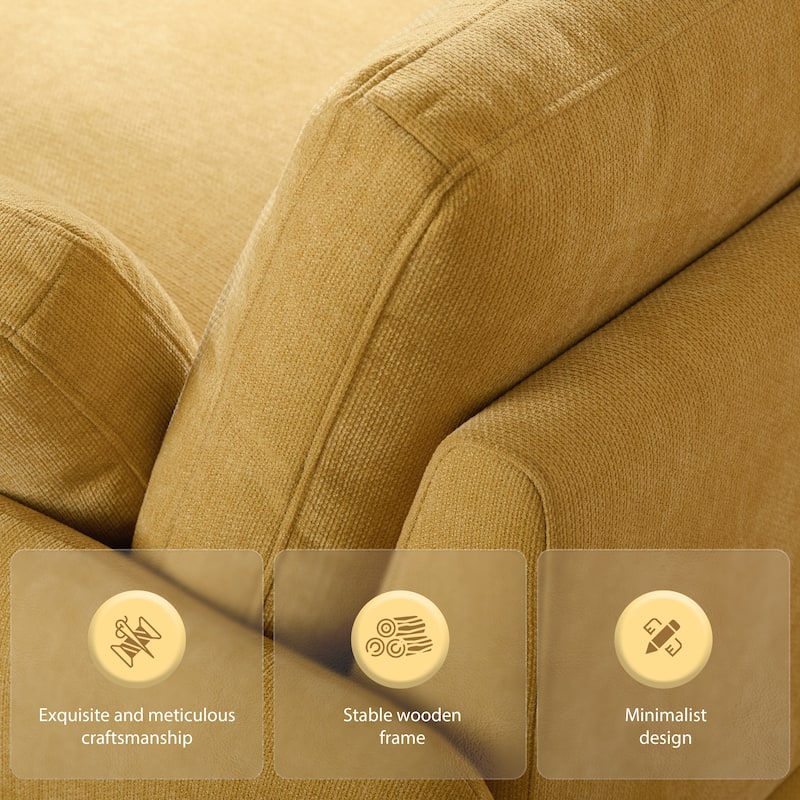 50" Oversized Chenille Lounge Chair - Wide Deep Seat Armchair with Color Block Design & Throw Pillows