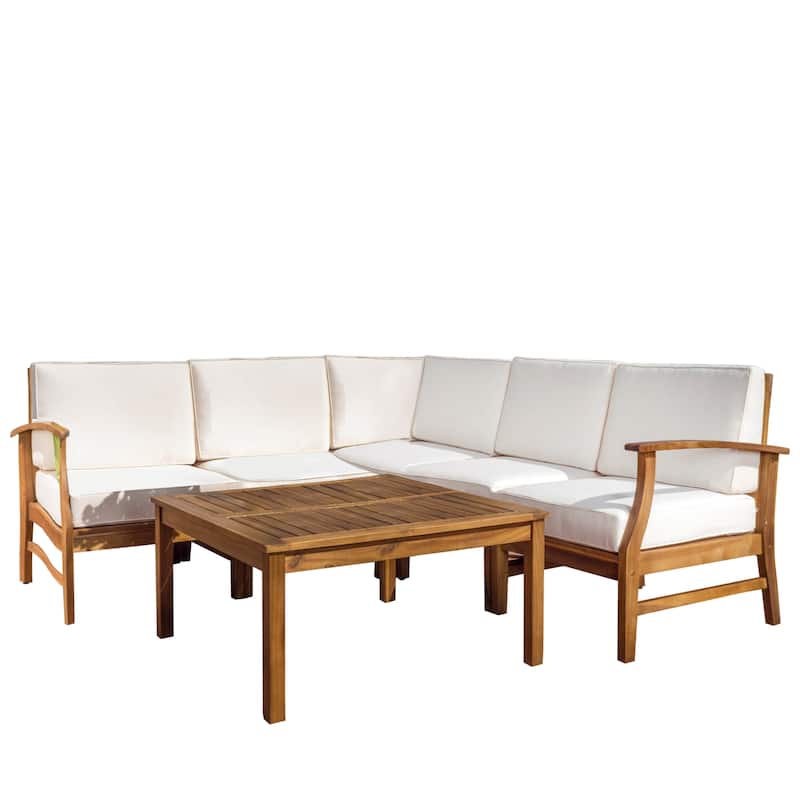 Perla Acacia Outdoor 5-seat Sectional Set by Christopher Knight Home