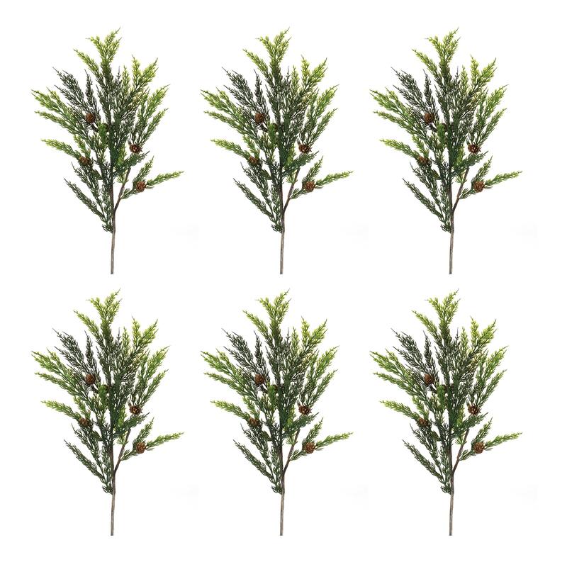 Pine Spray (Set of 6) - Green