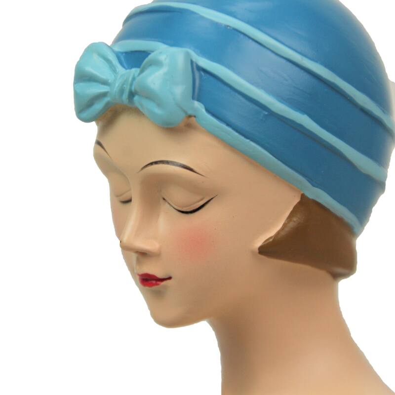 Vintage Beach Bathing Beauty Polka Dot Swimsuit Figurines - 7.5 X 8 X 3.25 inches
