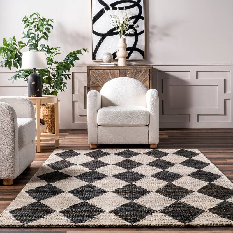 Nuloom Chaya Diamond Striped Jute Blend Area Rug