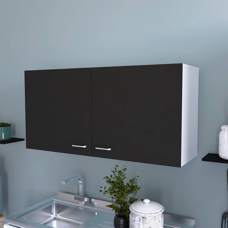 Brookeline Rectangle 2-Door Wall Cabinet White - Black